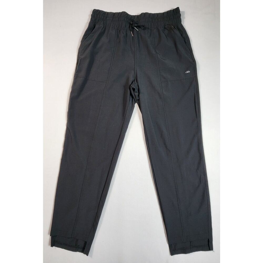 Obla Elastic Waist Lightweight Pants Straight Leg Womens Size Medium Black